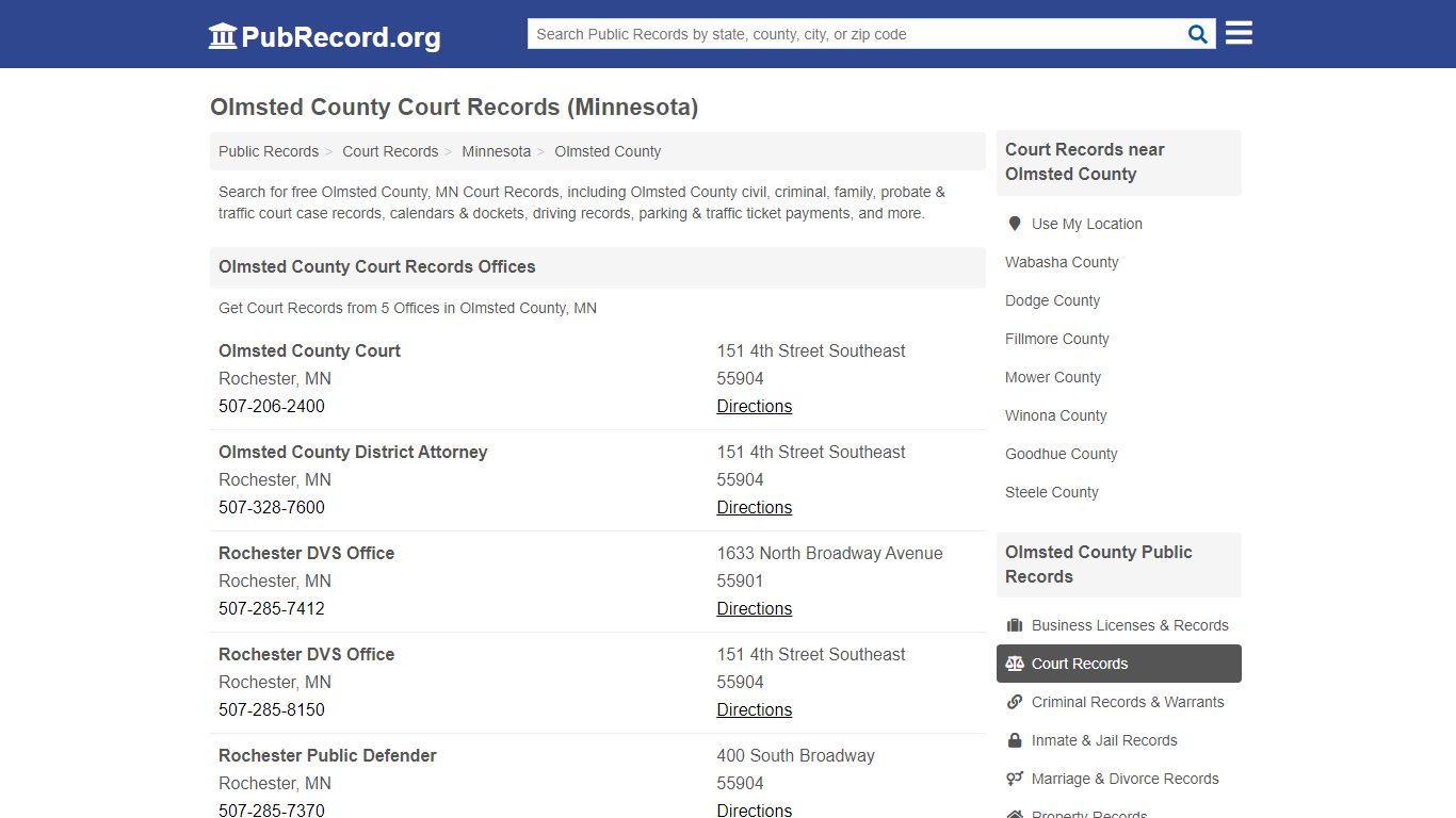 Free Olmsted County Court Records (Minnesota Court Records)